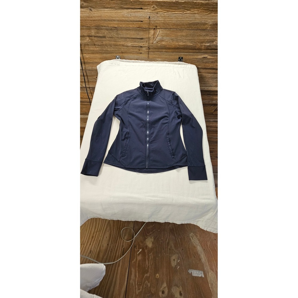 Gottex Studio Womens Navy Blue Full Zip Athletic Yoga Jacket Size L Thumbholes